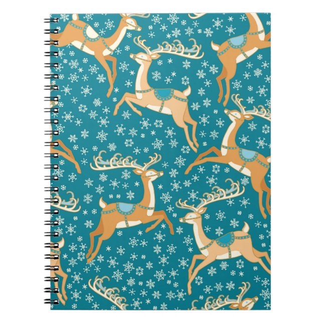 Christmas vintage seamless pattern with reindeer. notebook (Front)