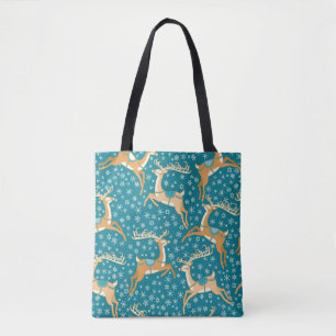 Christmas vintage seamless pattern with reindeer. tote bag
