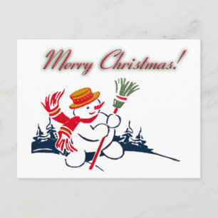 Christmas Vintage Snowman Postcard