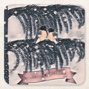 Christmas , Vintage Square Paper Coaster