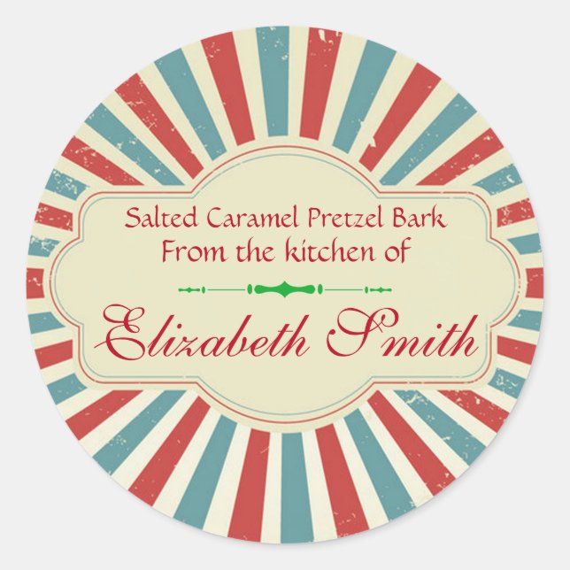 Christmas, Vintage Style,  Custom Classic Round Sticker (Front)
