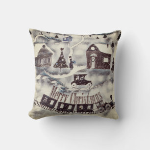 Christmas , Vintage , Throw Pillow