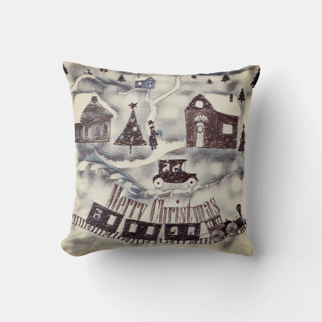 Christmas , Vintage , Throw Pillow (Front)