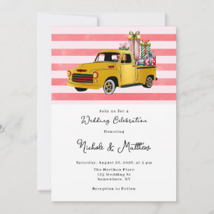 Christmas Vintage Truck Wedding  Invitation