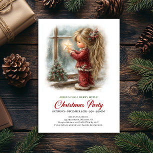 Christmas Vintage Winter Scene Cozy Girl Invite