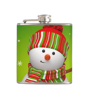 Christmas Vinyl Wrapped Flask/Snowman Hip Flask