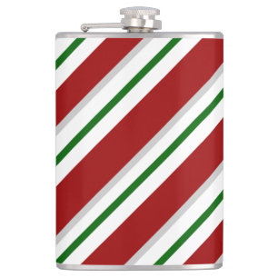 Christmas Vinyl Wrapped Flask/Stripes Hip Flask