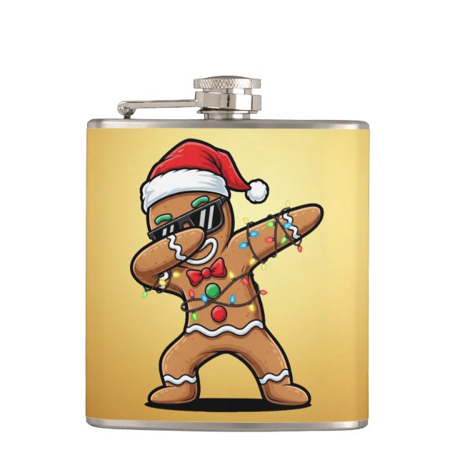 Christmas Vinyl Wrapped Hip Flask (Front)
