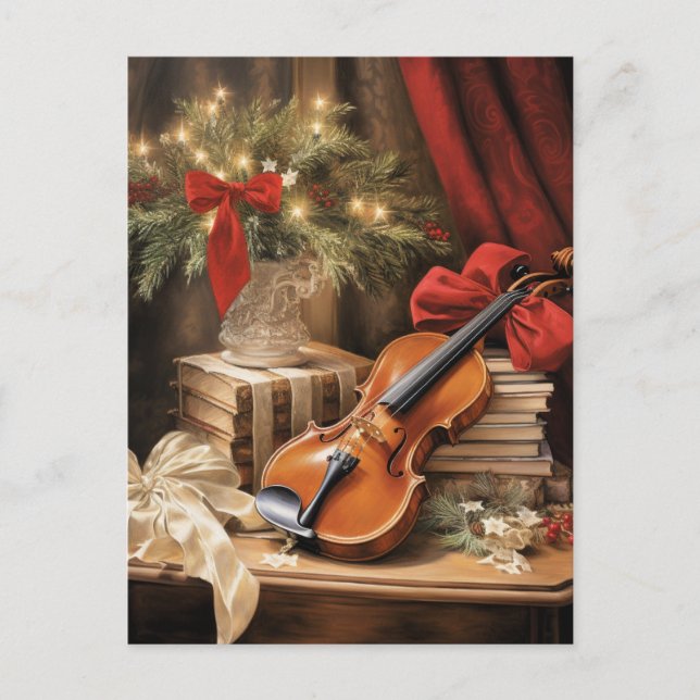 Christmas Violin Music Postcard (Front)