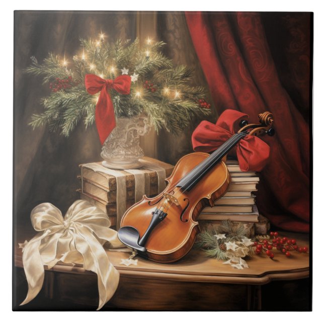 Christmas Violin Music Tile (Front)