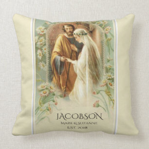 Christmas Virgin Mary St. Joseph Wedding Throw Pillow