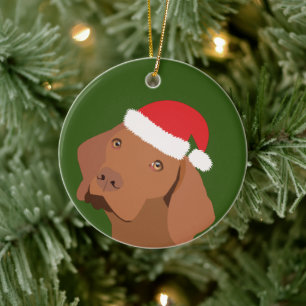 Christmas Vizsla Dog Ceramic Ornament