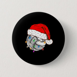 Christmas Volleyball Ball Santa Hat Funny Sport Xm 2 Inch Round Button