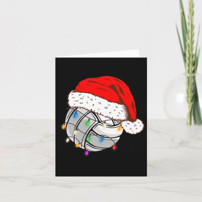 Christmas Volleyball Ball Santa Hat Funny Sport Xm Card (Front)