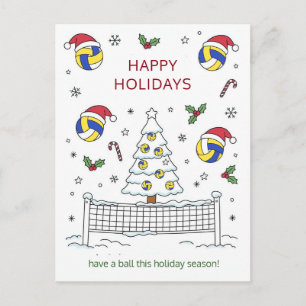 Christmas volleyball Ball Santa Hat Greeting Cards