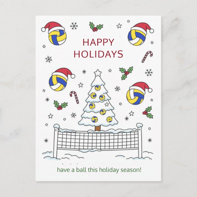 Christmas volleyball Ball Santa Hat Greeting Cards (Front)