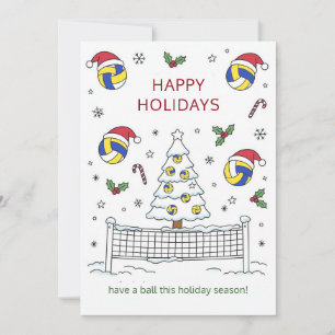 Christmas volleyball Ball Santa Hat Greeting Cards