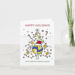 Christmas volleyball Ball Santa Hat Greeting Cards