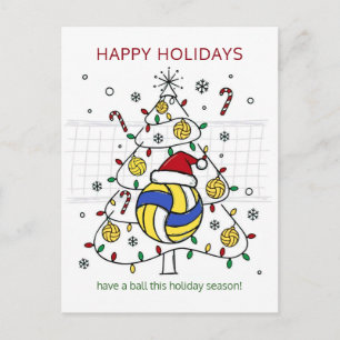 Christmas volleyball Ball Santa Hat Greeting Cards