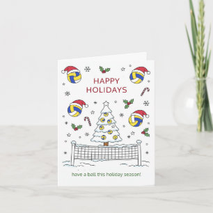 Christmas volleyball Ball Santa Hat Greeting Cards
