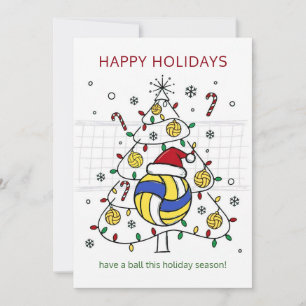 Christmas volleyball Ball Santa Hat Greeting Cards