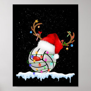 Christmas Volleyball Ball Santa Hat Xmas Boys Men  Poster