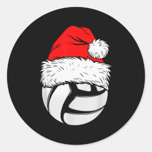 Christmas Volleyball Ball Santa Hat Xmas Matching  Classic Round Sticker