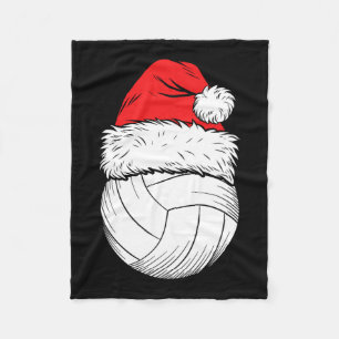 Christmas Volleyball Ball Santa Hat Xmas Matching Fleece Blanket