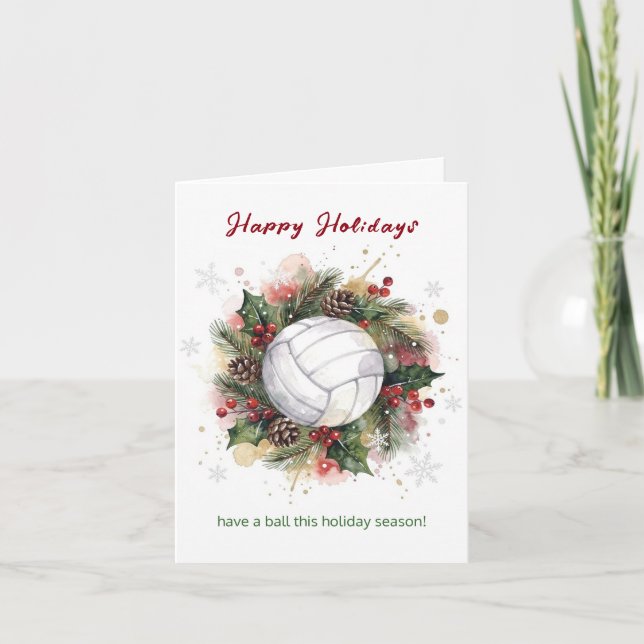Christmas Volleyball Holiday Greeting Cards (Front)
