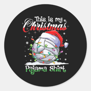 Christmas Volleyball Pajama Xmas Volleyball Player Classic Round Sticker