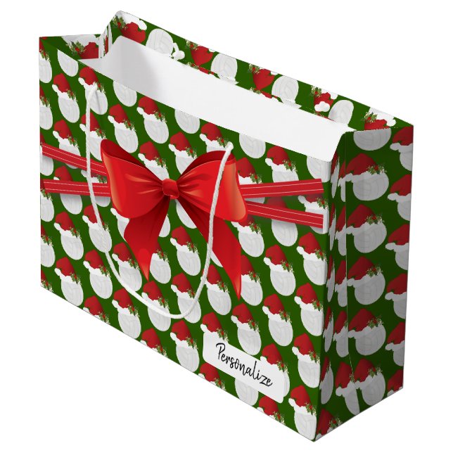 Christmas  Volleyball Pattern - Large Large Gift Bag (Front Angled)