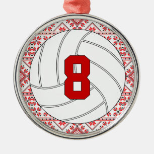 Christmas Volleyball Player Jersey Number Custom Metal Ornament
