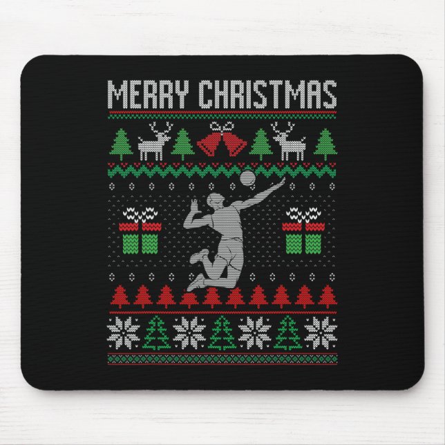 Christmas Volleyball Player Xmas Sport Lover Ugly  Mouse Pad (Front)