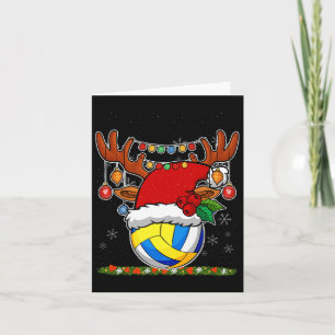 Christmas Volleyball Reindeer &amp; Santa Hat Xmas Card