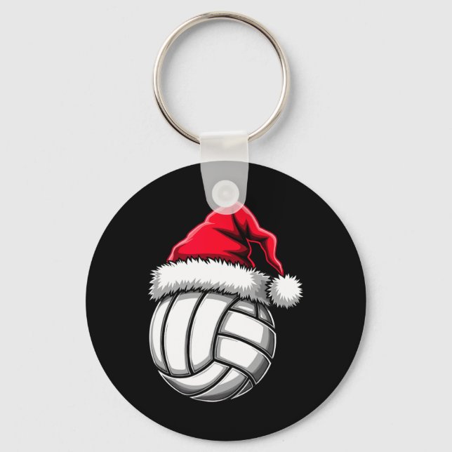 Christmas Volleyball Santa Hat 2  Keychain (Front)