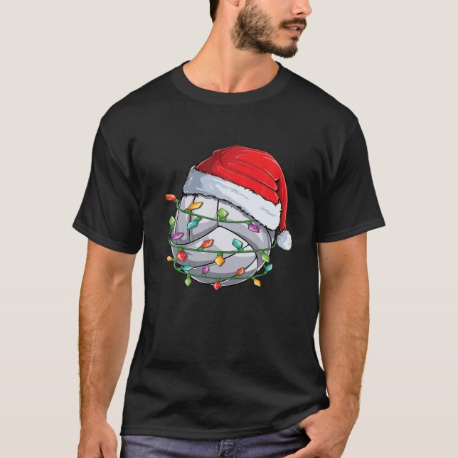 Christmas Volleyball Santa Hat Funny Xmas Pajama B T-Shirt (Front)