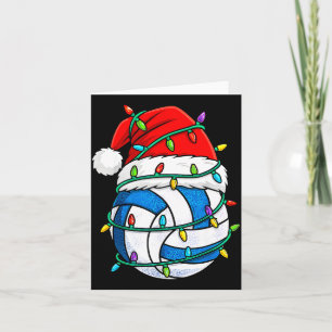 Christmas Volleyball Santa Hat Lights Srts Xmas Pa Card