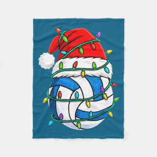 Christmas Volleyball Santa Hat Lights Srts Xmas Pa Fleece Blanket