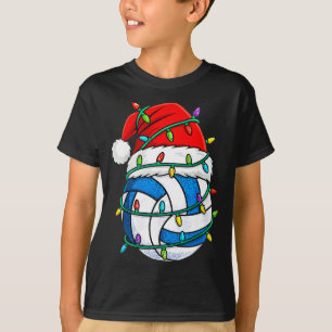 Christmas Volleyball Santa Hat Lights Srts Xmas Pa T-Shirt