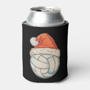 Christmas Volleyball Santa Hat Sports Xmas Holiday Can Cooler