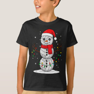 Christmas Volleyball Snowman Santa Hat Funny Holid T-Shirt