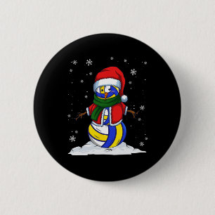 Christmas Volleyball Snowman Xmas Sport Volleyball 2 Inch Round Button