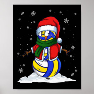 Christmas Volleyball Snowman Xmas Sport Volleyball Poster