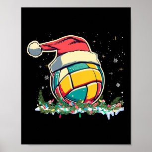 Christmas Volleyball With Santa For Kids Men Xmas Poster