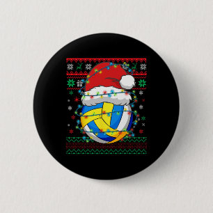 Christmas Volleyball Xmas Santa Sports Hat  2 Inch Round Button