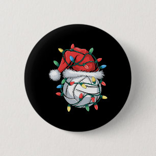 Christmas Volleyball Xmas Santa Sports Hat Ball Ki 2 Inch Round Button