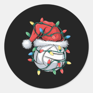 Christmas Volleyball Xmas Santa Sports Hat Ball Ki Classic Round Sticker