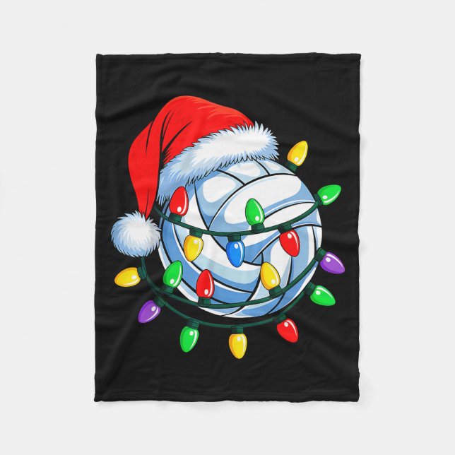 Christmas Volleyball Xmas Santa Srts Hat Mens Wome Fleece Blanket (Front)