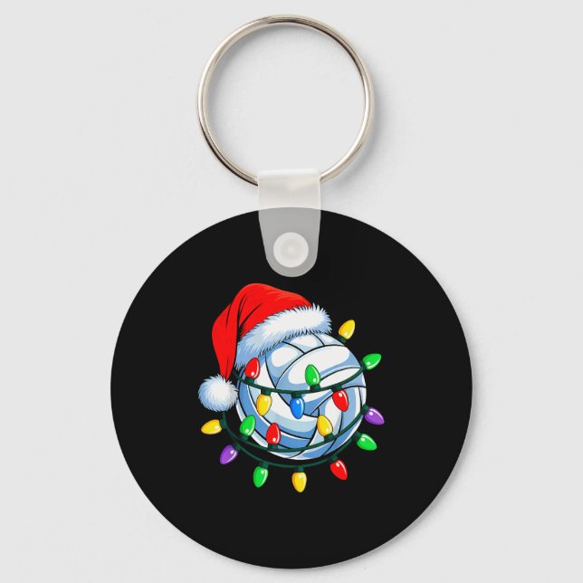 Christmas Volleyball Xmas Santa Srts Hat Mens Wome Keychain (Front)