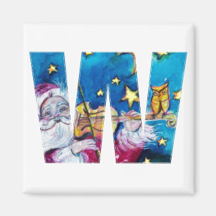 CHRISTMAS W LETTER / INSPIRED SANTA MONOGRAM MAGNET